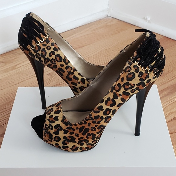 Charlotte Russe Leopard Corset Peep Toe Heel, Sz 8 - Picture 3 of 8